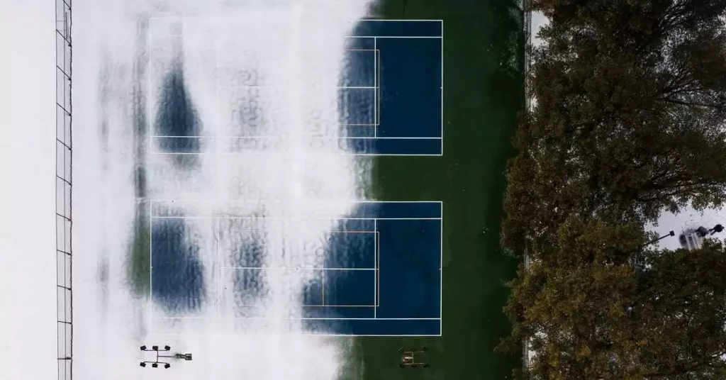 snow on tennis court