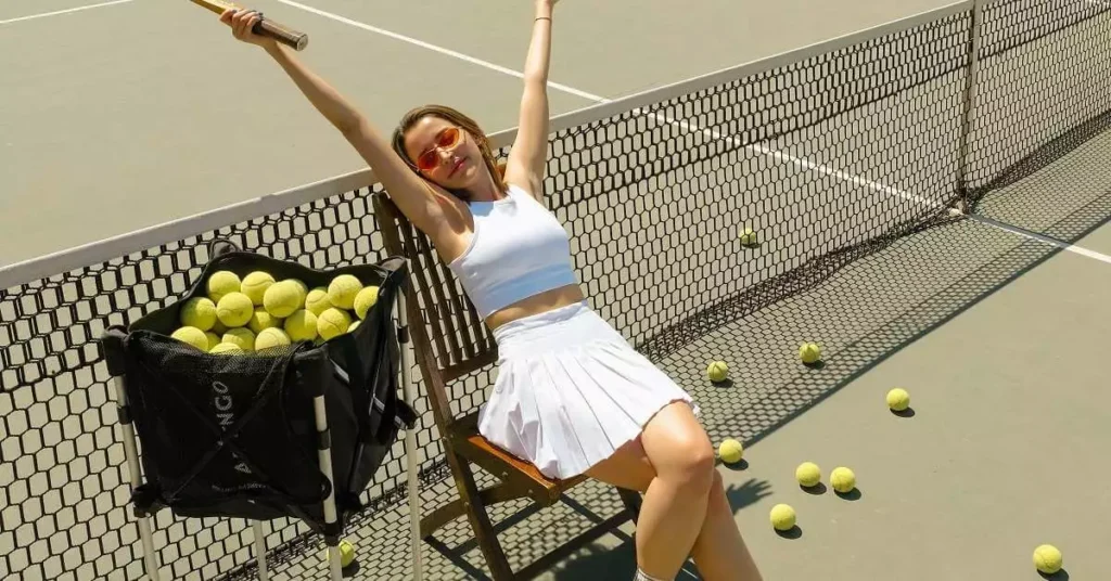 female tennis player in tennis skirt