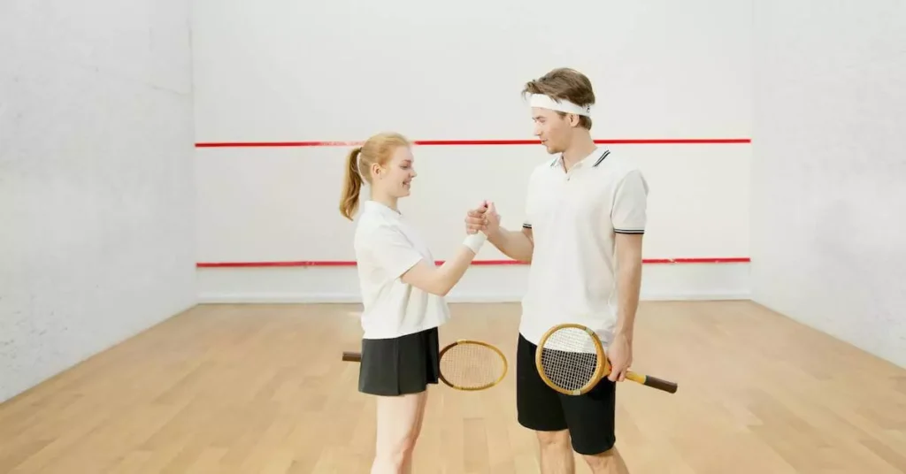 squash players handshaking