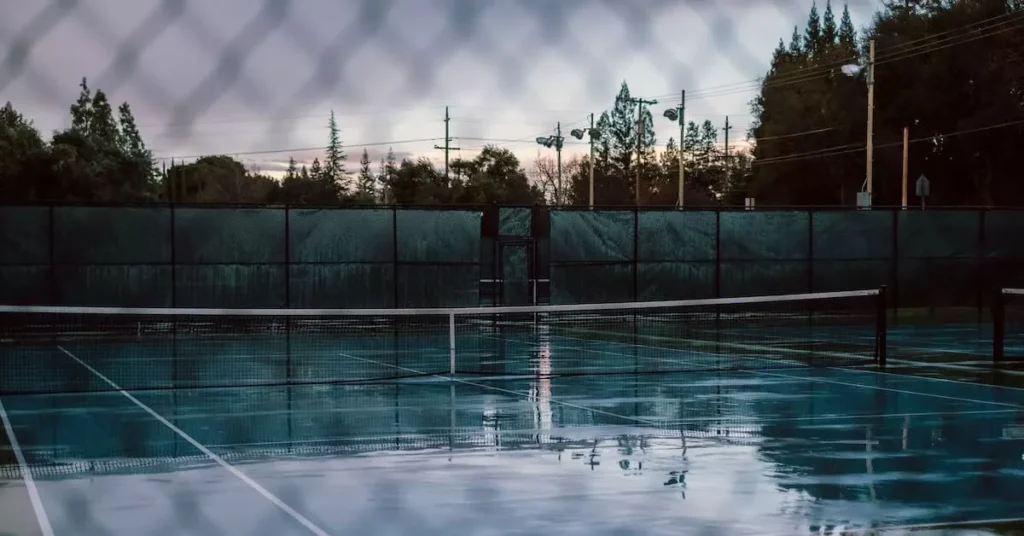 tennis court after rain
